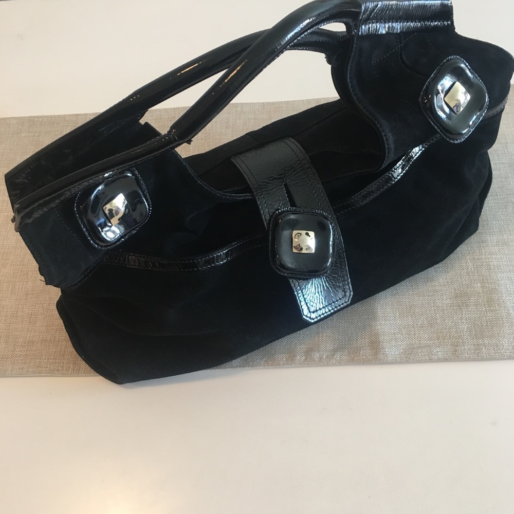 ✨Tentazione Due✨Black Suede Satchel Purse NWOT
